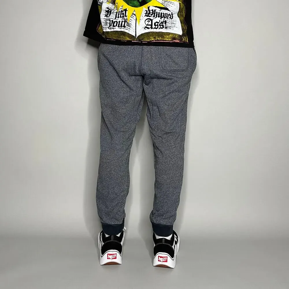 Vintage Y2K Nike Joggers Mens M Grey Cotton Sweatpants Black White Swoosh